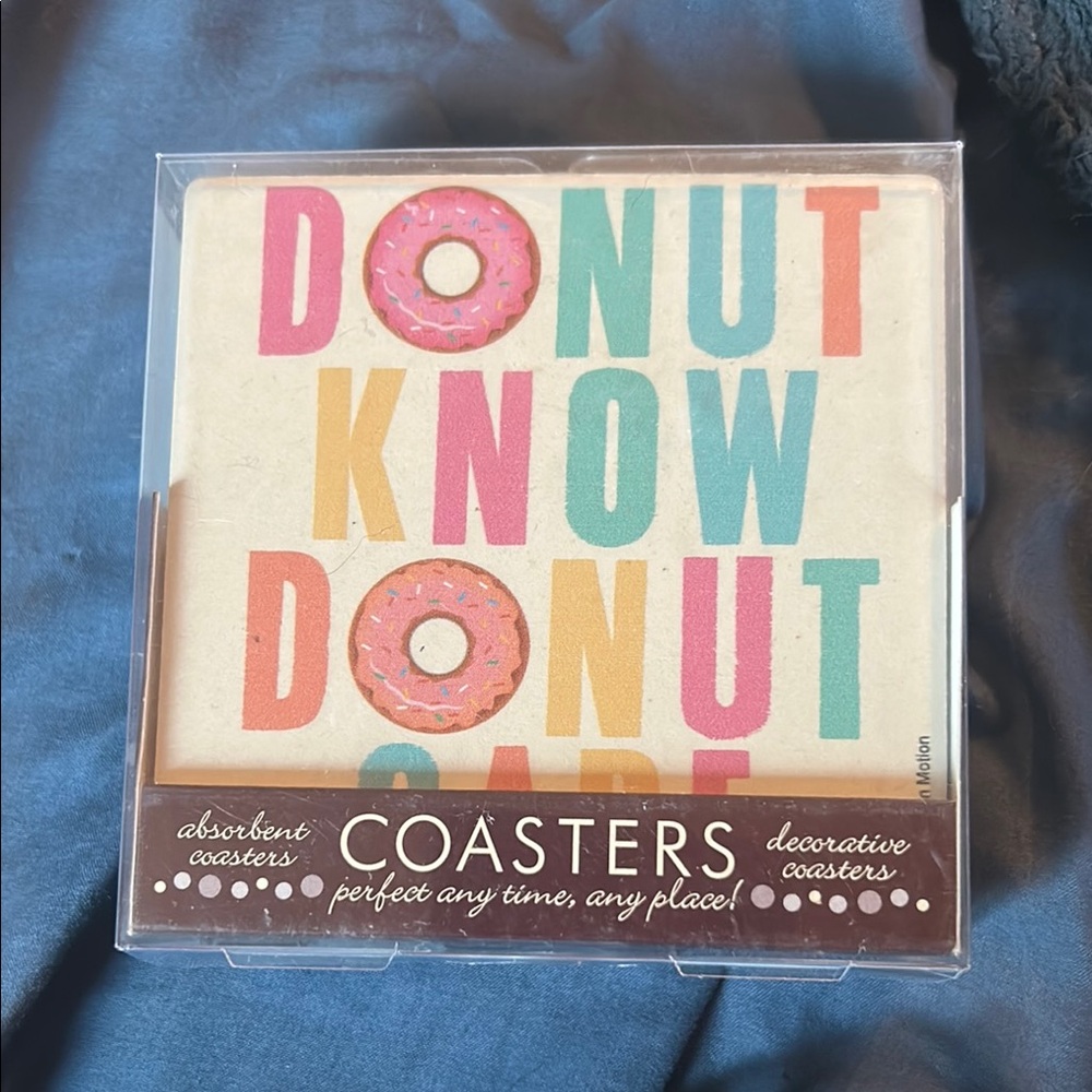 Thirstystone Coasters Set of 4 Donut Know Donut Care 4.5” x 4.5” Absorbent